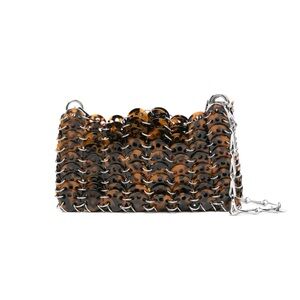 🐢Paco Rabanne NANO 1969 iconic bag. Brown and Silver Chain-Link Shoulder
